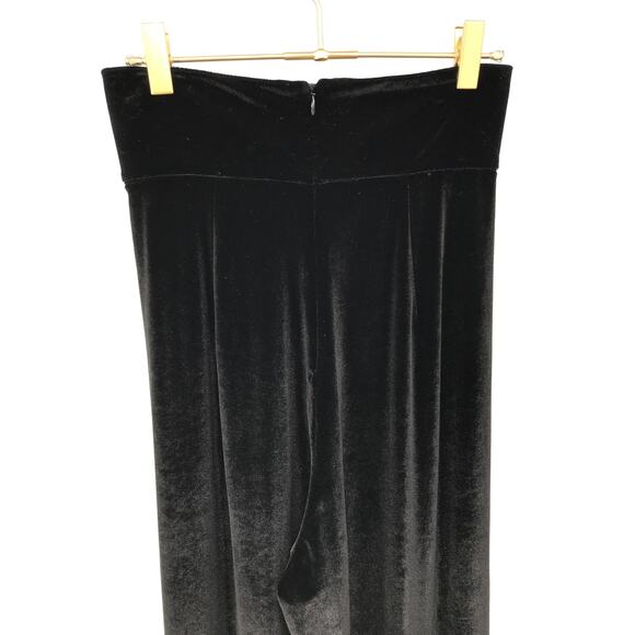 Petersyn Revolve Black Velvet Pleated Wide Leg High Waist Pants Womens 2 - Picture 6 of 9